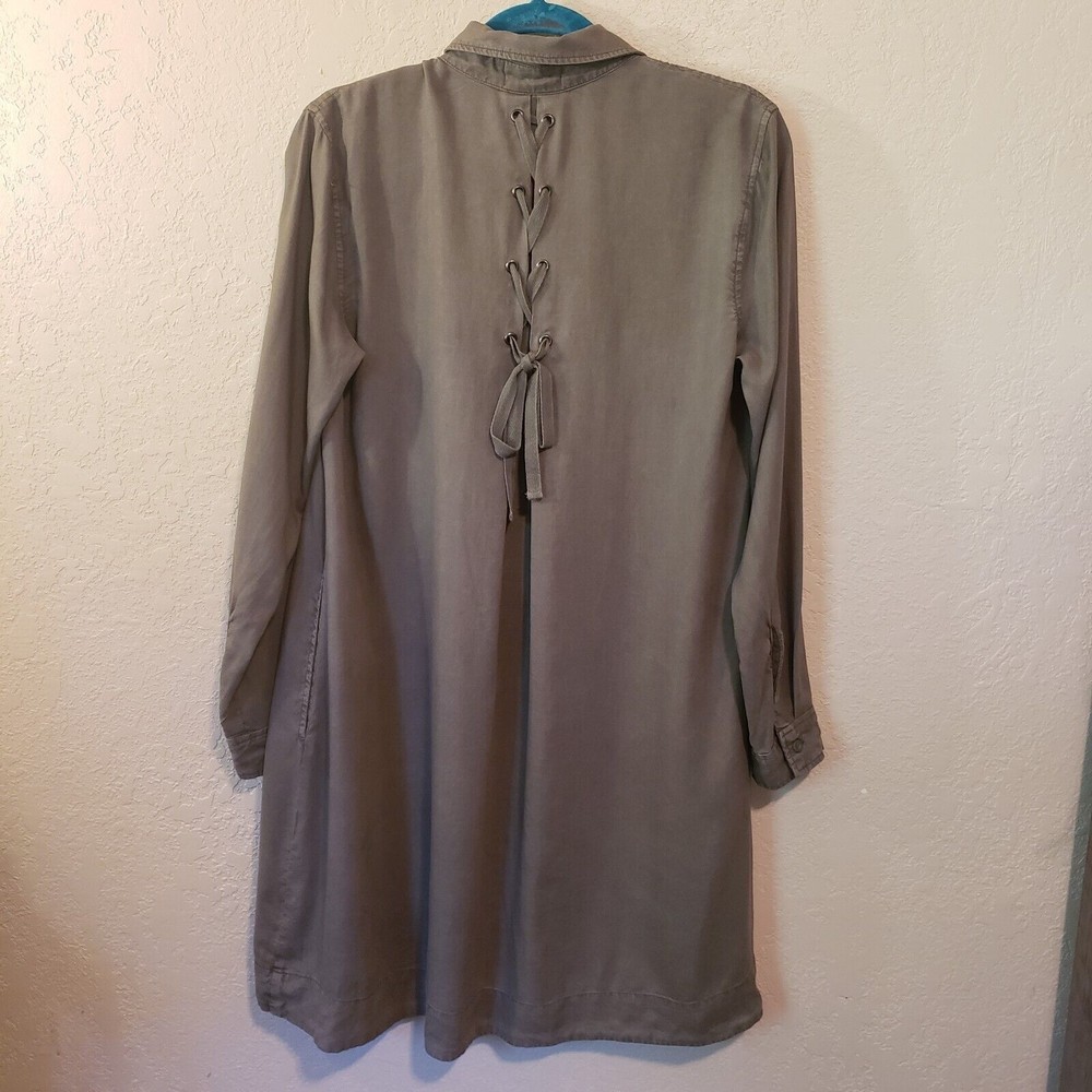 Cloth and Stone Anthropologie Farryn Olive Green Shirt Dress Size Small